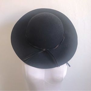 Saks Fifth Avenue Braided Cord Trim Wool Floppy Hat Black Brown